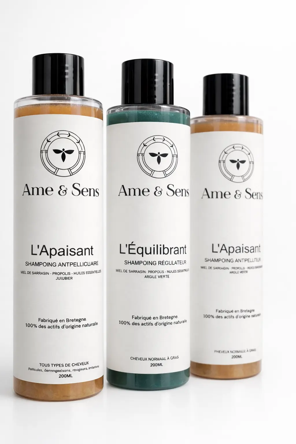 Trio de shampoings soin des cheveux Ame & Sens