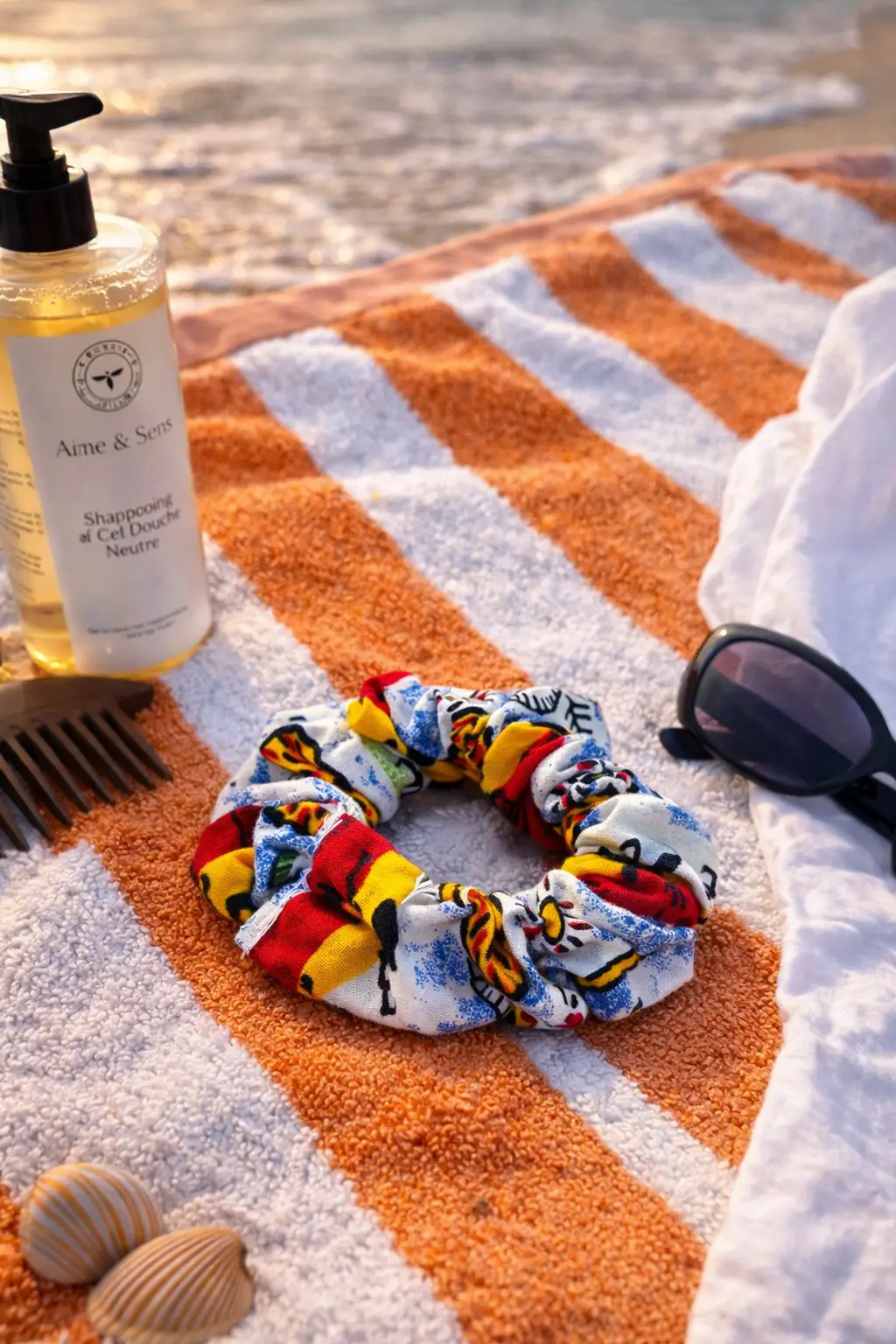 chouchou éco-responsable motif ethnique coton fait main Ame et Sens