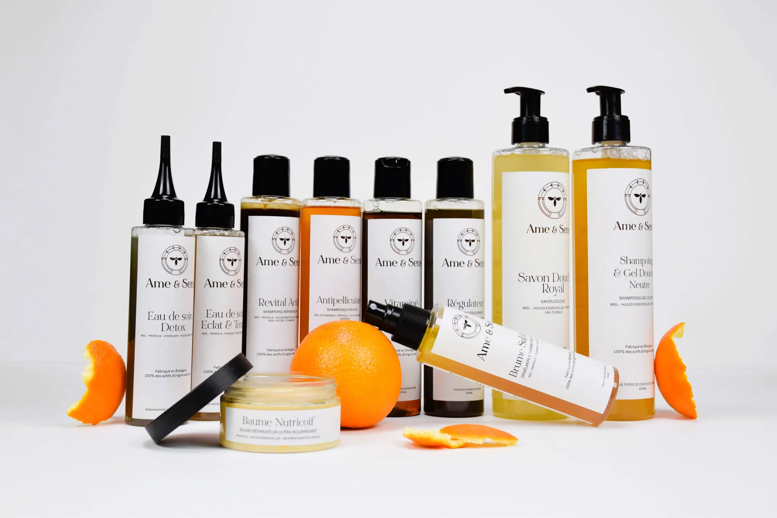 Gamme de soins capillaires Âme & Sens, miel de sarrasin et propolis