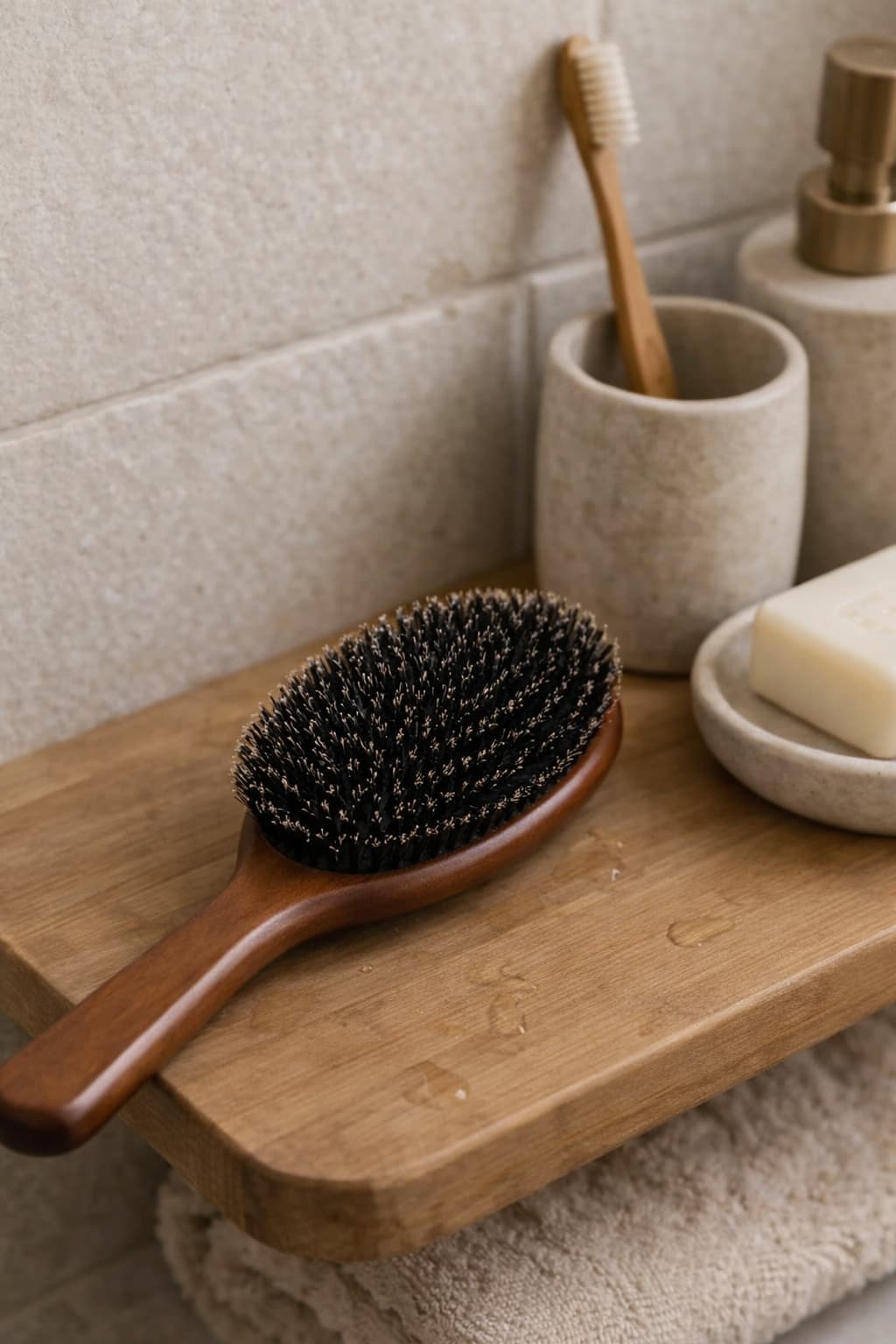 Brosse en poils de sanglier Ame & Sens — brossage quotidien cheveux naturel