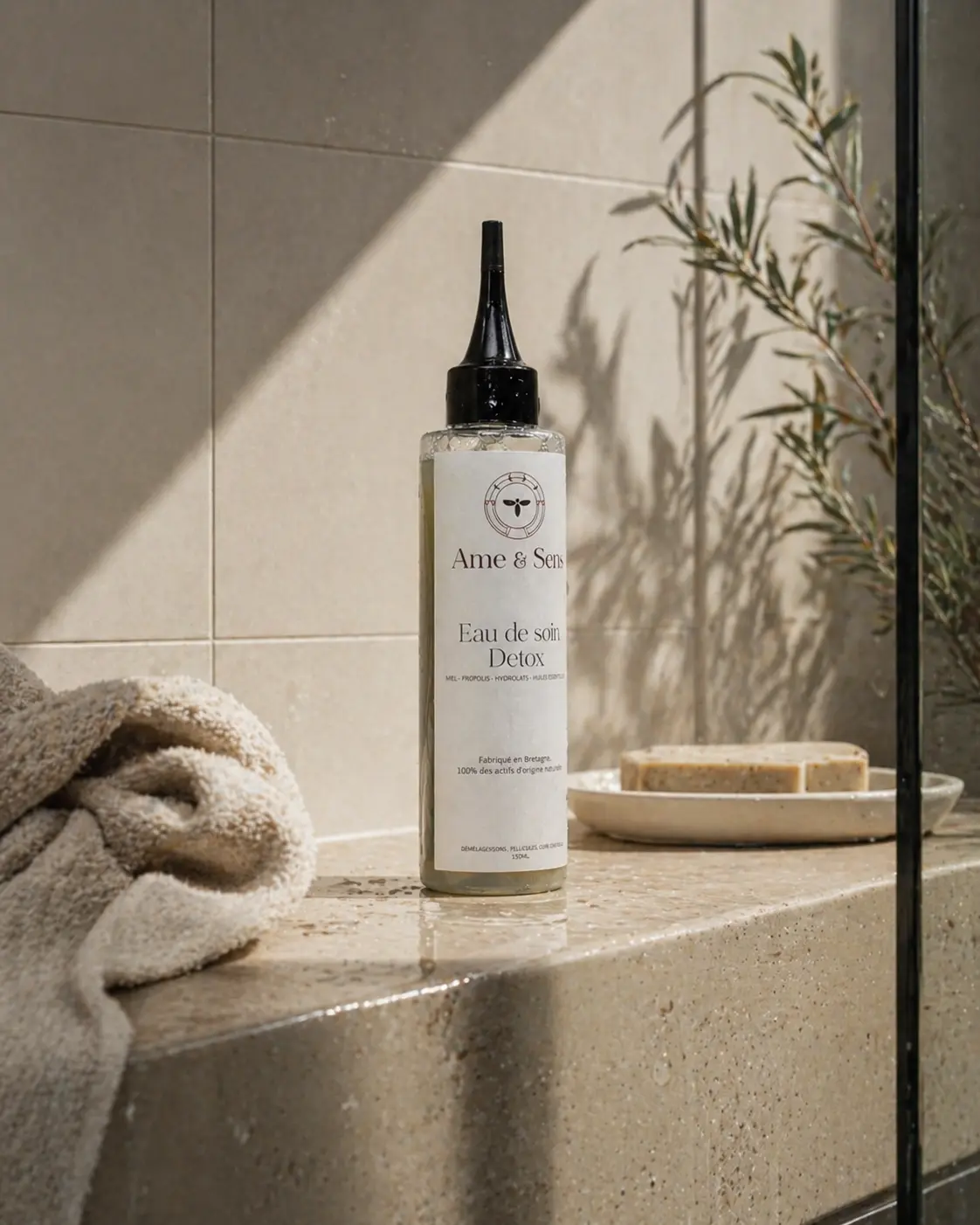 Lotion Détox Eau de Soin Ame & Sens — romarin, sauge, propolis — soin cuir chevelu sans rinçage