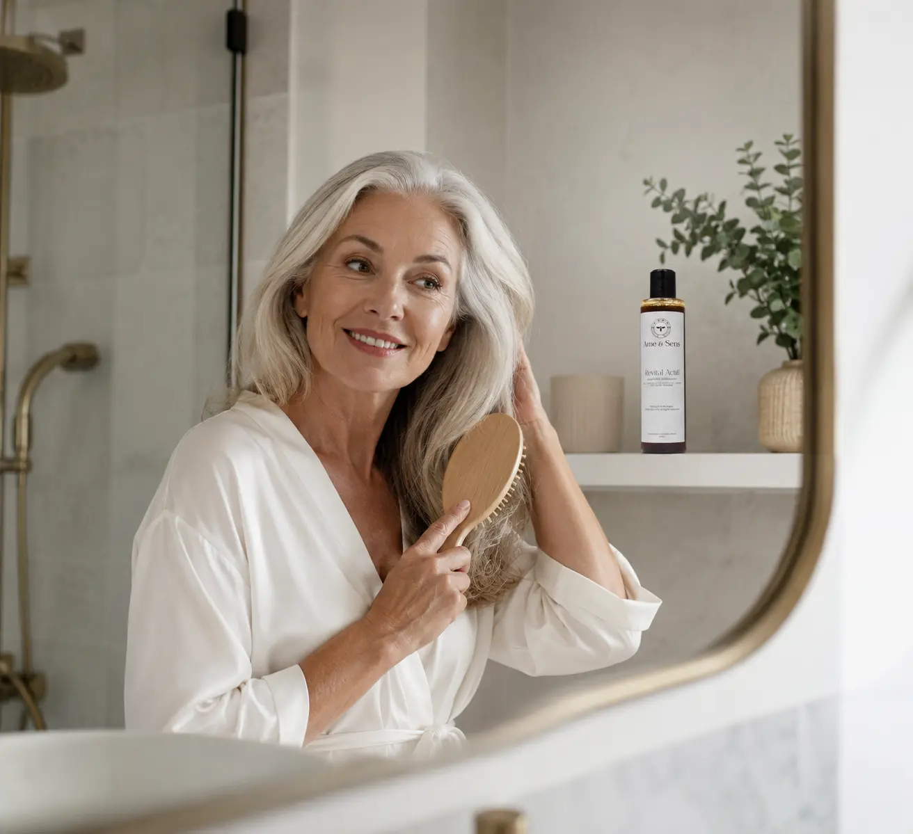 cheveux blancs femme 70 ans