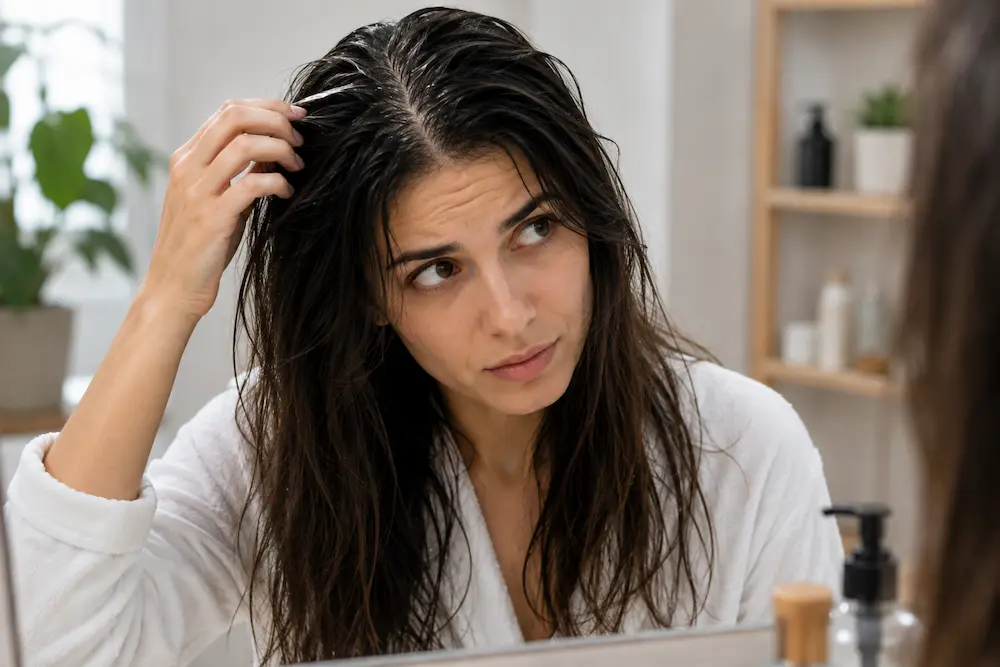 Cheveux gras, causes et solutions