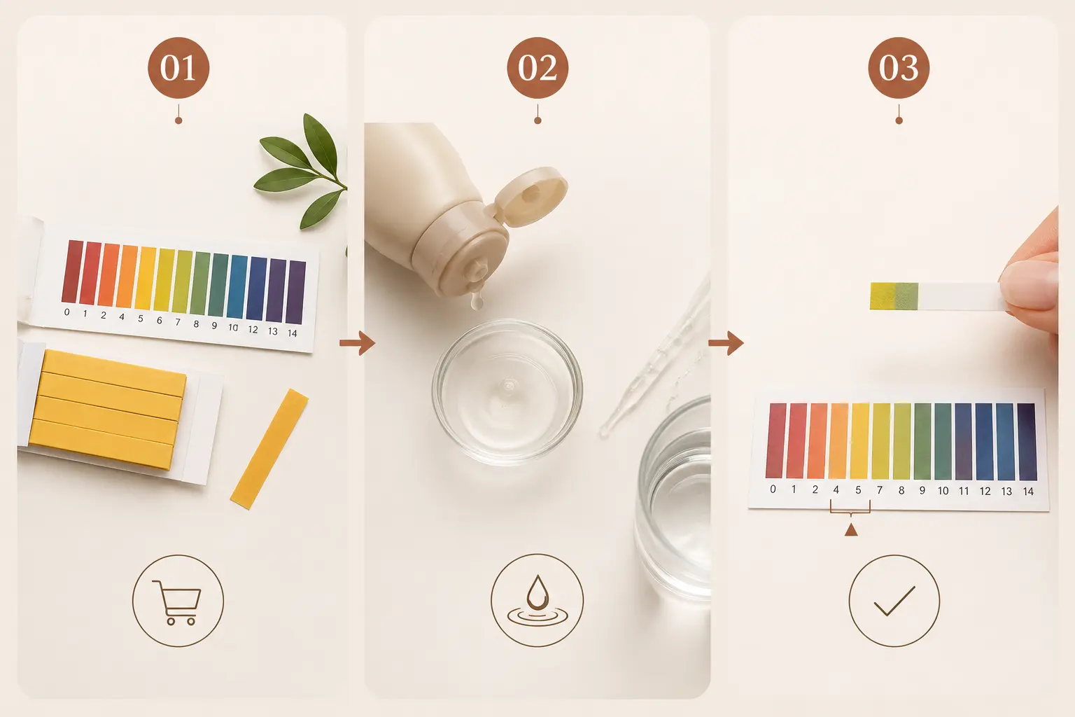 Les 3 étapes pour tester le pH de son shampoing avec une bandelette de papier pH